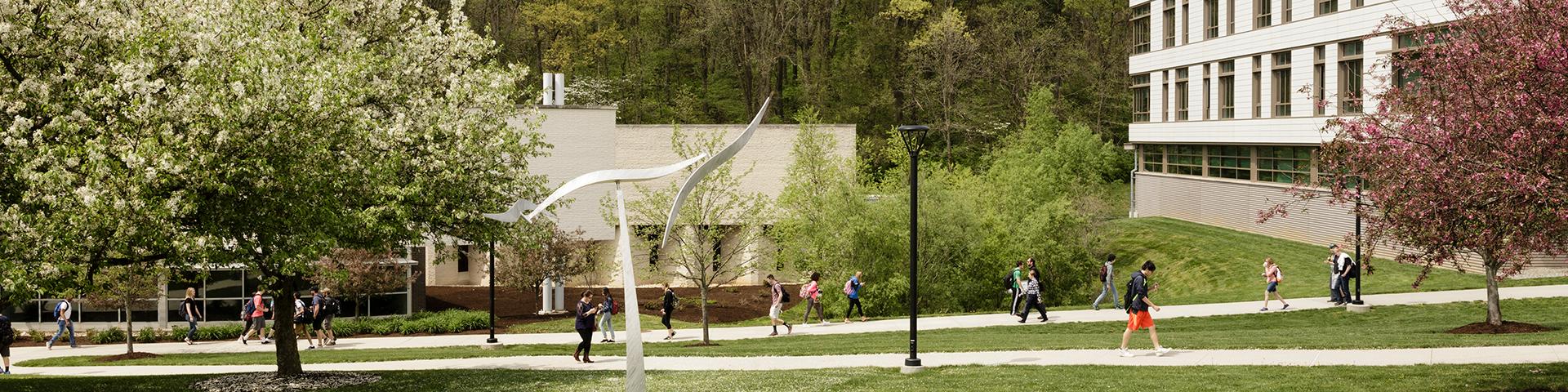 Cross-section of campus between Thun Library and Gaige